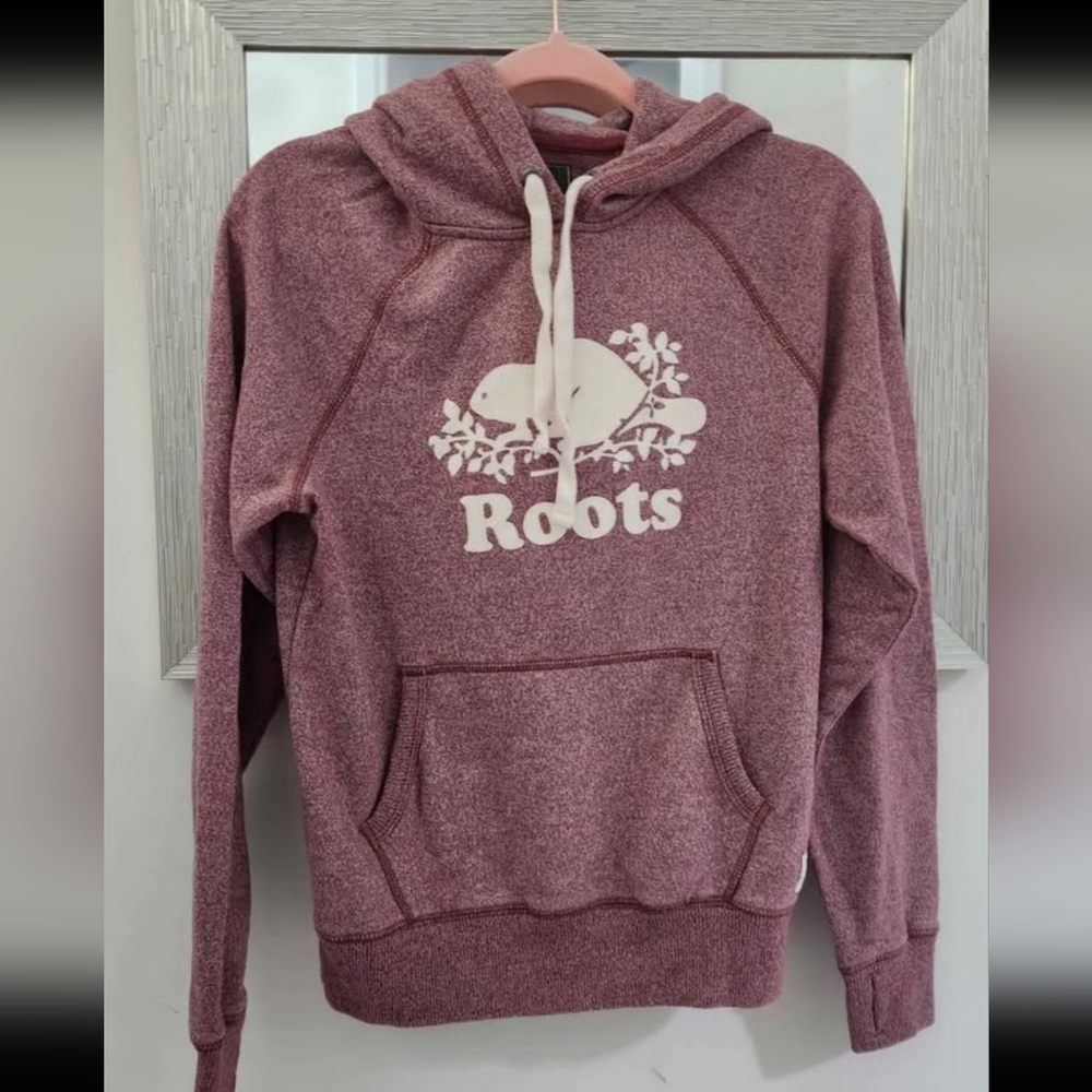 Roots Hoodie Sweater Small Blush Pink White